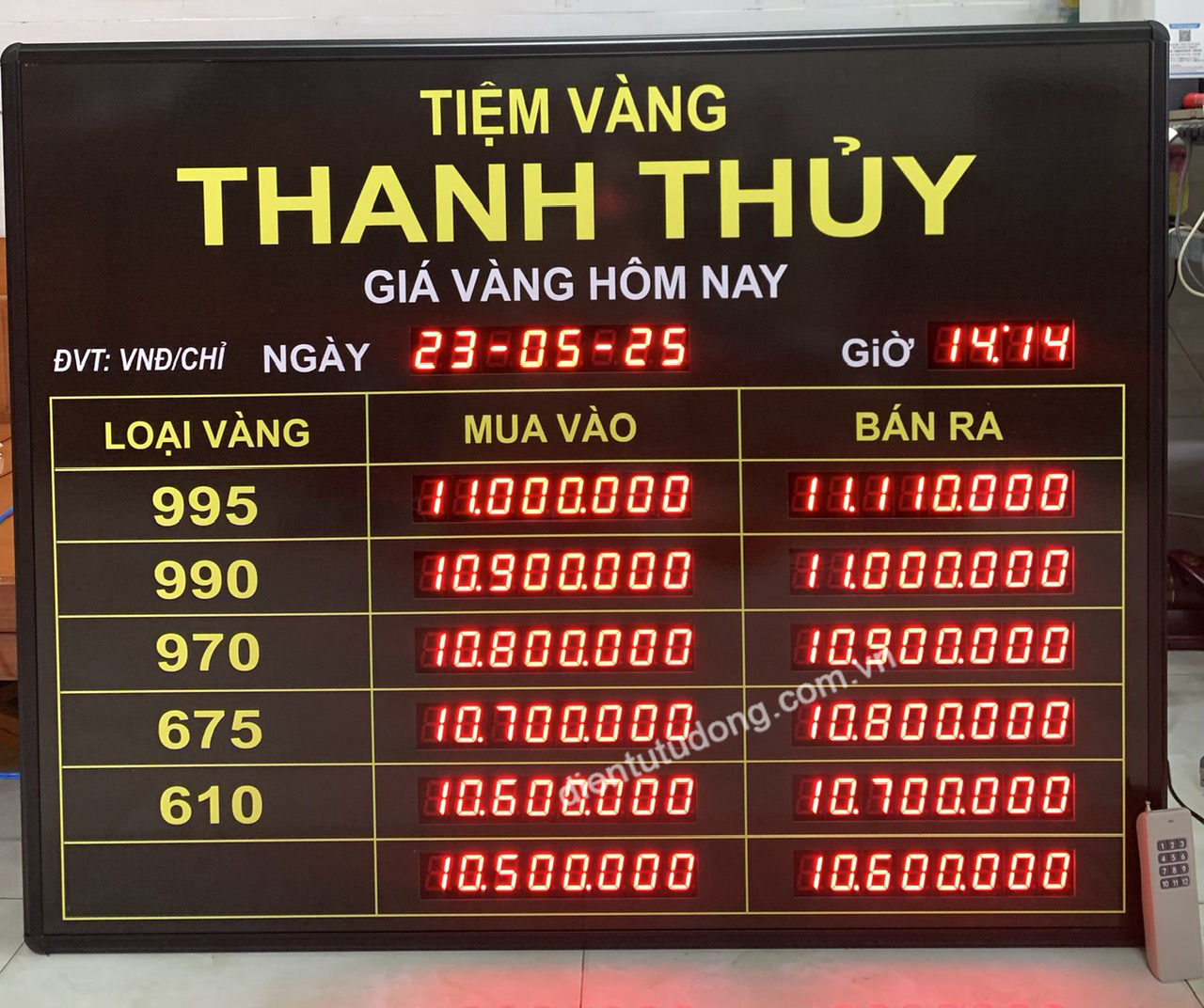 Bảng giá tiệm vàng